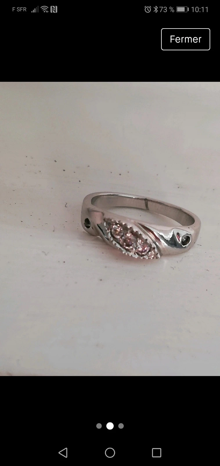 Anel de fantasia em metal prateado com folha de diamantes 51 – photo 2